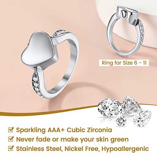 Men's Heart Urn Ring, Cremation Rings For Keepsake Gift For Husband Size 11 #TOP4