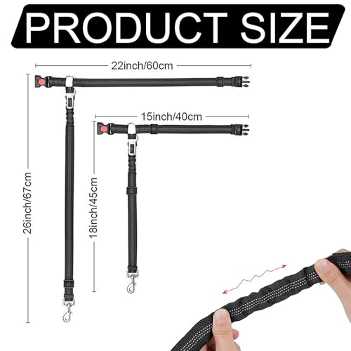 2x TÜV-geprüfter Hundeauto-Gurt mit 1680D-Nylon & 3D-Stoßdämpfer ertifizierter Sicherheitsgurt für SUV/Wohnmobile (80-150cm verstellbar, kaufsicherer Rand) - Für alle Rassen bis 60kg