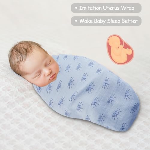 Image of Viviland Muslin Swaddle Blankets, Breathable and Skin-Friendly Baby Receiving Blankets, 2-Pack Sun, 47 x 47 inches