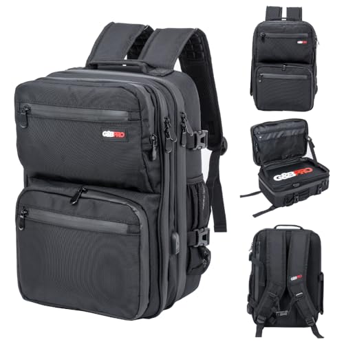 G&BPRO Backpack for Travel – Mid Size All-in-One Mobile Workstation with Extending Tray System – Hair Stylist & Durable Water-Resistant Bag (Black With Black Zipper)