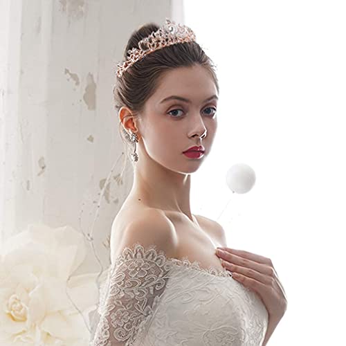 Didder Rose Gold Crystal Tiara Crown Headband Princess Elegant Crown With Combs For Women Girls Bridal Wedding Prom Birthday Party #TOP3
