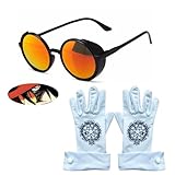 PICAFORIIS Alucard's Cosplay Glasses And Gloves Anime White Gloves Multicoloured Sunglasses Cosplay Costume Accessories