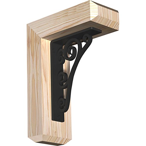 3 1/2"W x 9 1/2"D x 12"H Tristan Craftsman Ironcrest Smooth Bracket, Douglas Fir (1 1/2"W x 5 1/2"D x 8"H Iron Bracket)