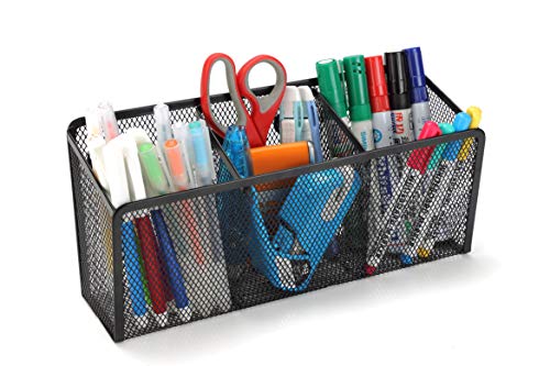 StorageMax Magnetic Pencil Holder and Locker Organizer, Black Wire Mesh Storage Basket