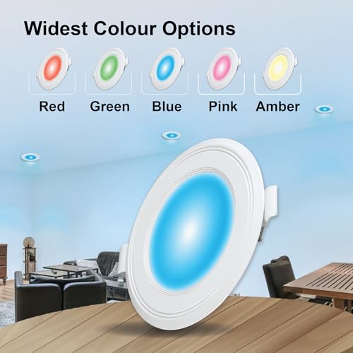 Image of Havells Polycarbonate Luna 6W Downlight for Junction Box Round | Colour - Blue |3 inch Cutout, 22mm Height | High Voltage Protection Upto 4KV | Pack of 8