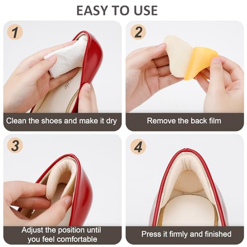 Image of 6 Pairs Heel Cushions Inserts for Loose Shoes, Heel Pads Grips Liner Snugs, Filler Improved Shoe Fit and Comfort, Prevent Too Big Shoes from Slipping,Heel Pains frictions and Blisters (Beige)