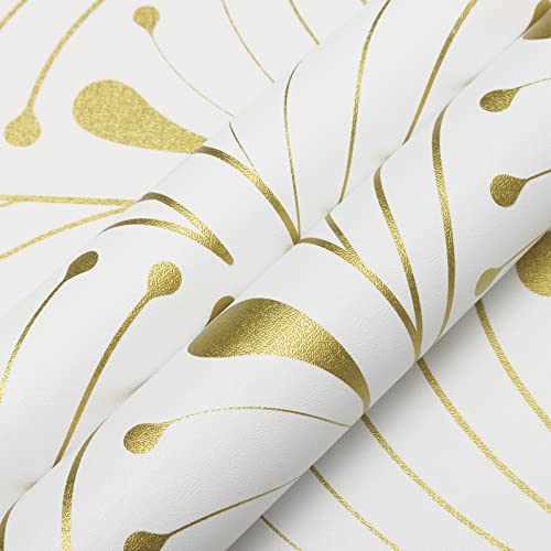 Peel And Stick Wallpaper Gold And White Wallpaper Geometric Contact Paper Removable Self Adhesive Wallpaper For Walls Bedroom Home Decoration Vinyl Roll 17.3''X118.1'' #TOP2