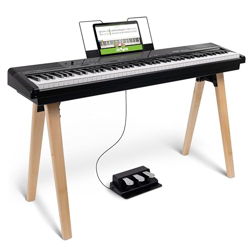 Alesis Recital Home Piano Numérique avec 88 Touches Lestées à Action Marteau, Mupport, Pédales...