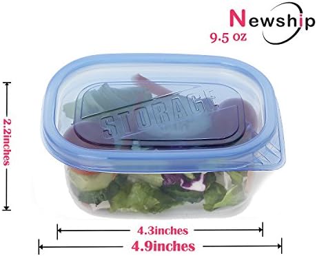 [50 Pack] Small Food Storage Containers with Lids, NewShip BPA Free Plastic Leftover Containers, Reusable Food Prep Containers, Dinner Freezer Saver Containers, Bento Box for Kids Lunch (9.5 oz)