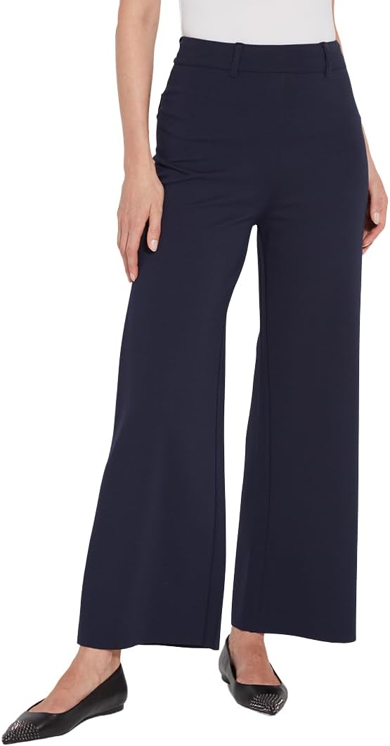 Lyssé Erin Women’s High Waisted Wide Leg Dress Pants – Stretch Ponte Loose Dress Pants for Women Made with Lightweight Fabric