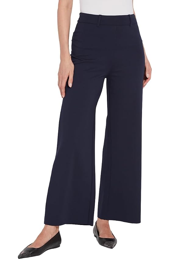 Lyss Erin Womens High Waisted Wide Leg Dress Pants Stretch Ponte Loose Dress Pants for Women Made with