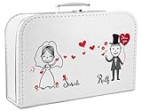 Livingstyle & Wanddesign Personalisierter Koffer zur Hochzeit in weiß mit Brautpaar