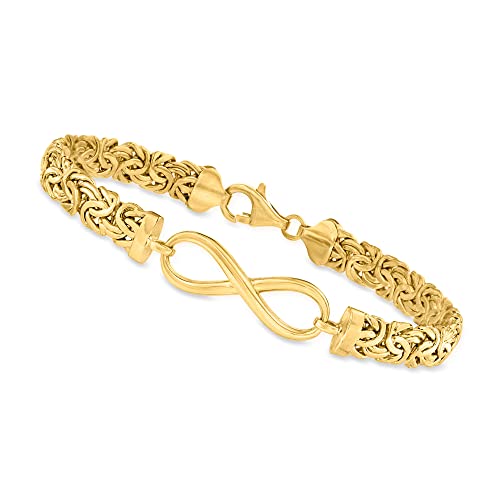 Canaria 6Mm 10Kt Yellow Gold Byzantine Bracelet With Infinity Symbol Charm #TOP11