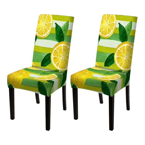 Image of Nuxovilar 2PCS Lemon Green Stripe Stretch Chair Covers 23.6x70in