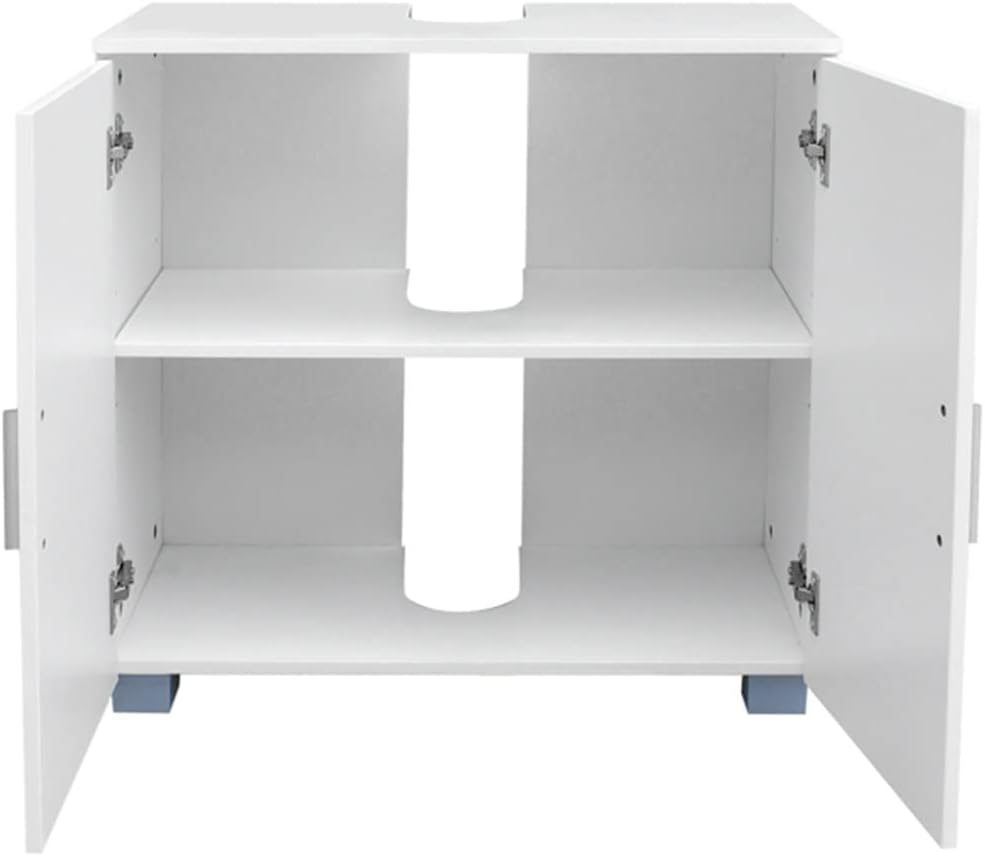 2 Door Bathroom Sink Cabinet White MDF 60x30x60CM Fine Workmanship Scandinavian Home Furniture Decoration (D As Shown)
