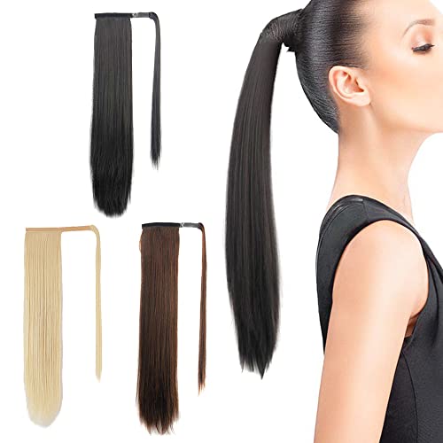 Mulaibdin Extensiones Pelo Natural Adhesivas, Coleta Postiza Pelo Natural Negro Puro, Postizos de...