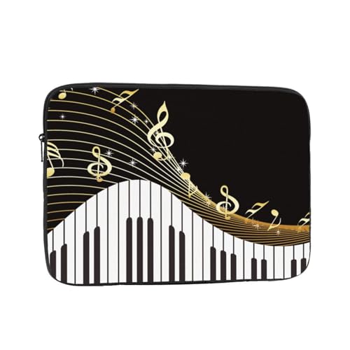 Salelf Golden Piano Music Note for Laptop Sleeve for Laptop Sleeve for 10-17 Inch MacBook Air/Pro, Dell, HP, Shockproof Water Resistant Protective Case for School & Travel