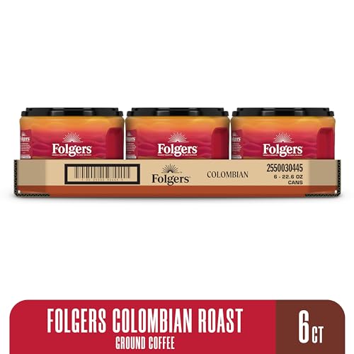 Image of Folgers Colombian Ground Coffee, Medium Roast, 22.6 Oz. Canister (Pack of 6)