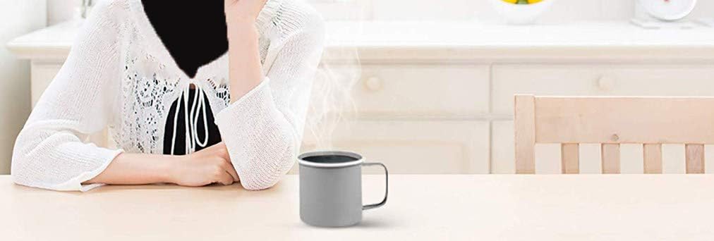 Large Light Weight Camping Coffee Mug - Tin Cup Enamel Coated - Holds 24 Oz (Pastel Grey)