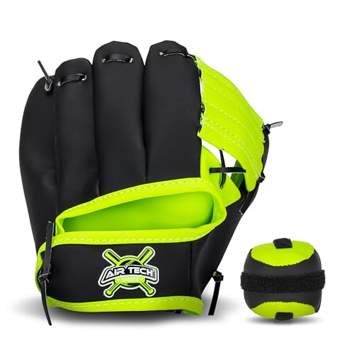 Franklin Sports Kids Toy Baseball Glove + Ball Set - Stiktek Baseball + Teeball Glove for Boys + Girls - Self-Stick Mitt + Ball Included - Youth Toy for Ages 3+ - 8 Inch - Black + Yellow