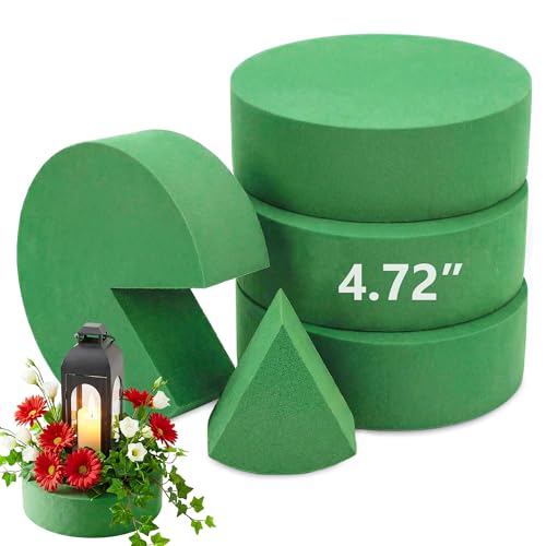 Image of Pack of 4 Round Floral Foam,Dry and Wet Green Flower Foam for Flower Arrangements Supplies,Floral Foam Blocks for Fresh and Artificial Flowers,Green Florist Foam Styrofoam (4.72 Inch)