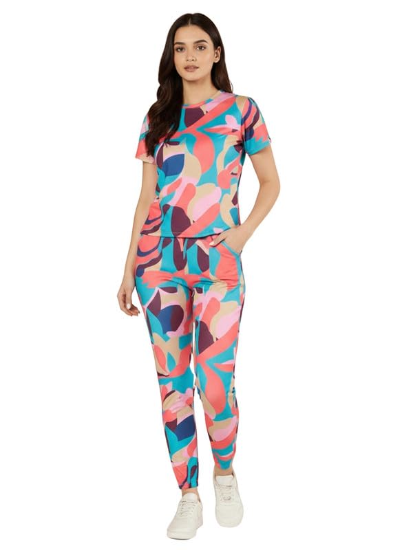 de trendz Women's Cotton Lycra Blend Abstract Print Tracksuit | Co-ord Set For Women| Track Suit Set For Women-picture-18