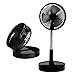 Ventilador de Pie Portátil/Ventiladores de Escritorio USB Plegable/Ventilador de Piso Telescópico, 7200mAh Recargable Ventilador de Mesa Personal Silencioso, Altura ajustable 36-97,5 cm Black
