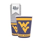 Desert Cactus West Virginia University Paper Cups WVU Mountaineers 20 Count 9 ounce Cold Beverage Cups for Tailgates, Graduation and Events (Design A)