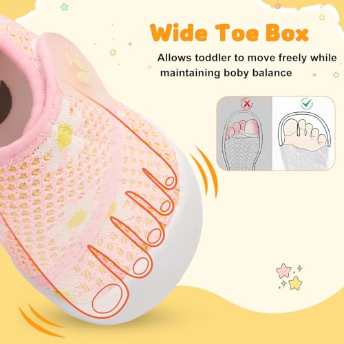 Image of FEETCITY Baby First Walking Shoes Wide Baby Shoes Infant Sneakers Newborn Crib Shoe Barefoot Lightweight Slip On Shoe