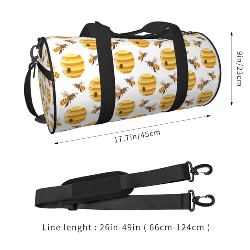 Large Duffle Bag for Travel - Beehives Honey Bees Cute Gym Bag for Women Men, Foldable Travel Bags for Women Men with Zippered Multiple Pockets2