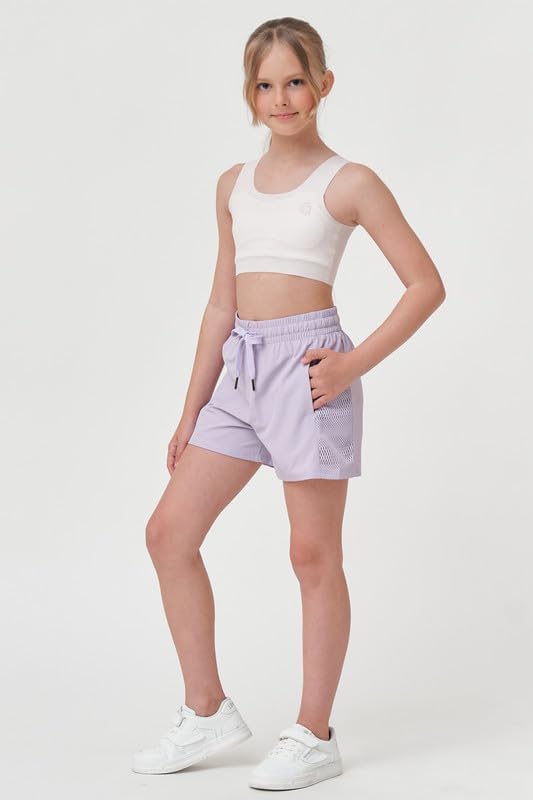 Girls Athletic Shorts with Spandex Liner Quick Dry Running Fitness Shorts for Kids Teen Active Sports Track - Image 3