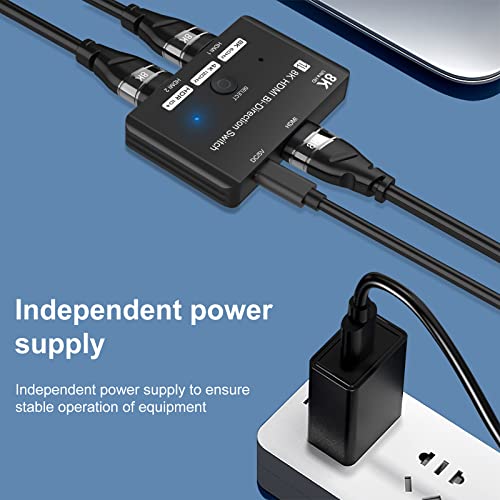 Image of HDMI 2.1 Bi-Directional Switch Ultra HD 8K HDMI Switcher 2 in 1 Out / 1 in 2 Out HDMI Switch Supports 8K@60Hz / 4K@120Hz 48Gbps Compatible with Switch /OLED PS5 /4 Xbox Roku Apple TV Fire TV Stick