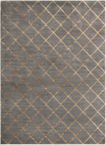 Rugs.com Vogue Geo Collection Rug – 9x12 Gray Medium-Pile Rug
