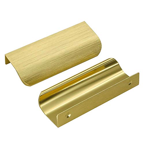 One-Day Sale: Up to 40% Off homdiy 3in Cabinet Pulls Edge Drawer Pulls Gold Cabinet Handles - HD7027GD Cabinet Hardware Brushed Brass Pocket Door Pulls Hidden Door Handle for Kitchen Cabinets, 25 Pack