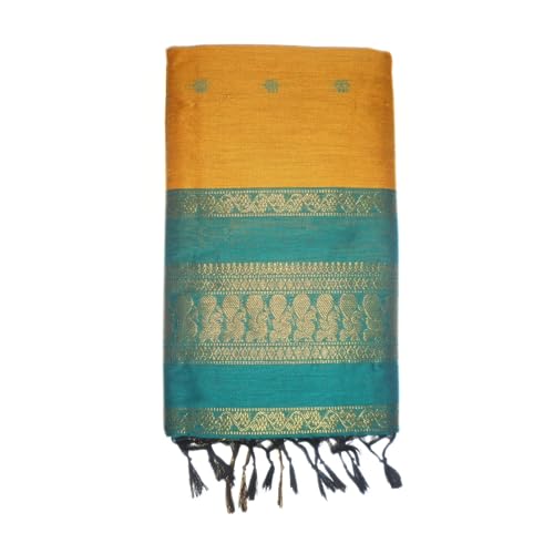 Image of Pure Kalyani Cotton Saree | Zari Border & Blouse Piece - Lata Gadwal Design | Traditional Saree