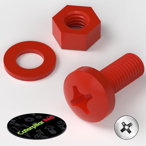 20 x Phillips-Flachkopfschraube Rote Plastikmuttern und -bolzen aus Polypropylen (PP), Acryl, M8 x 20mm, Unterlegscheiben