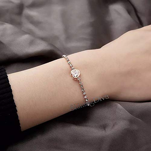 Image of Shining Diva Fashion Full Crystal Charm Stylish Gold Plated Charm Bracelet for Women