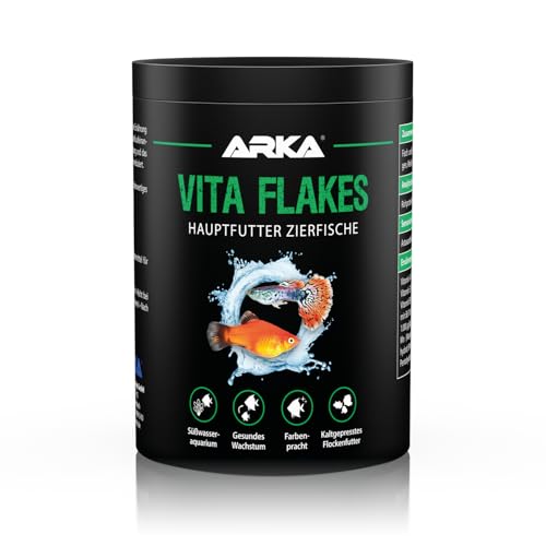 Nourriture en Flocons Poissons tropicaux – ARKA Vita Flakes 1000 ML – Aliment Complet pressé à Froid pour Aquarium d’Eau Douce – renforce Couleurs,...