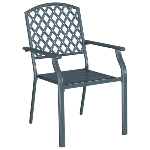 Chaise de jardin empilable gain de place en acier anthracite rectangulaire