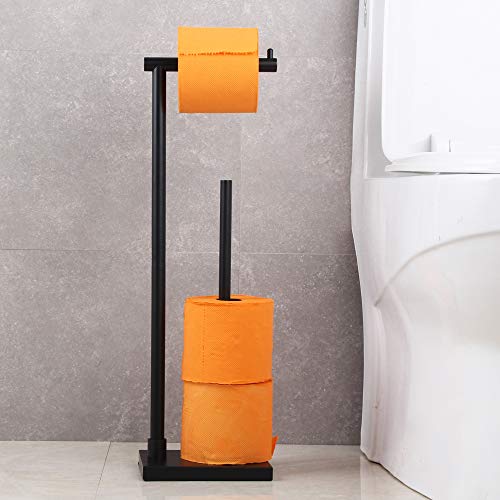 Gerzwy Bathroom Toilet Paper Holder Stand With Reserve, Modern Tissue Roll Holder Sus304 Stainless Steel Rustproof Freestanding, Matte Black Dzy003-Bk #TOP3
