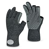 KastKing Bully Wooly 3-Cut Fingerless Fishing Gloves, Ice Fishing, Wool Gloves, Cold Weather Thermal Warm Knit Glove for Running, Driving, Hunting, Hiking, Winter Gloves for Women & Men