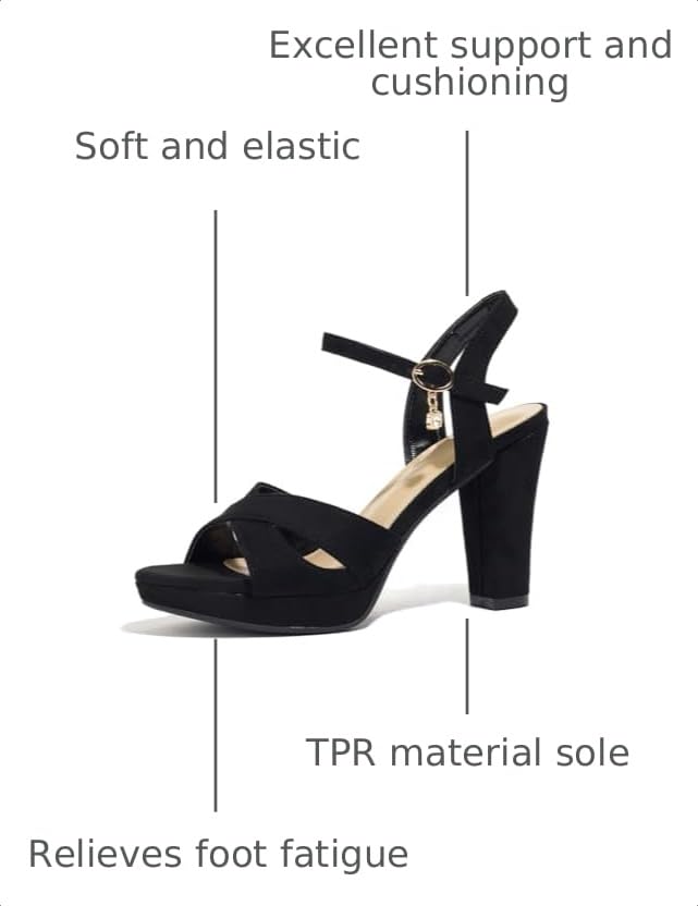Image of Block Heeled Platform Sandals Chunky Open Toe Shoes for Women