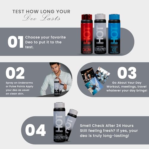 Image of BERNARD DIMITRI HOT BLACK GENTLEMEN Deodorant for Men - 200 ML Each| Pack of 2| Fragrance of Woodsy Notes and Amber | Long-Lasting Freshness Smell | Deo Idle Gift For Brother, Friend and Loved Once