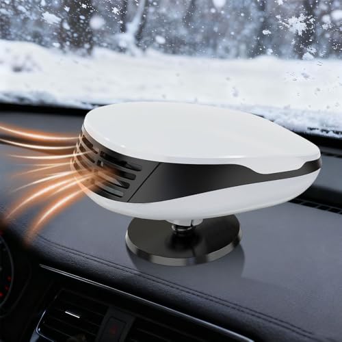 LYPPUL Riscaldatore auto da 12 V, riscaldatore portatile 2 in 1, termoventilatore per auto con base girevole a 360°, termoventilatore auto, riscaldamento ausiliario auto per parabrezza, riscaldamento