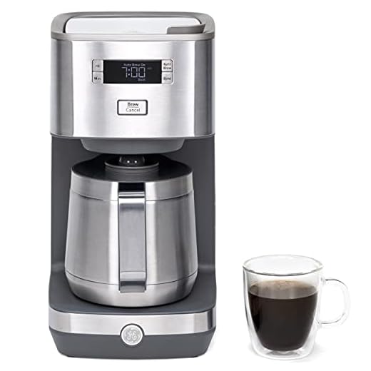 GE Drip Coffee Maker with 10-Cup Thermal Carafe, Programmable with Delayed Start & Timer Settings, Clutter-Free Hidden Cord Storage, Stainless Steel, G7CDABSSPSS