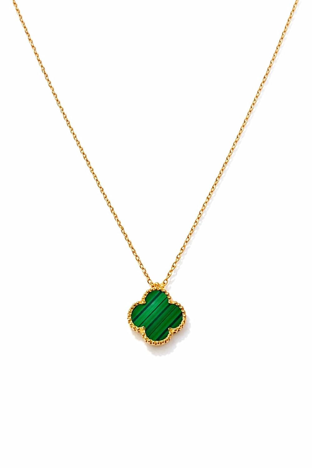 Double-Sided Green Malachite Lucky Pendant Necklace for Women, Dainty Vintage Style Jewelry Gift for Her, Rose Gold Four L... - Review, Price and Buying Guide