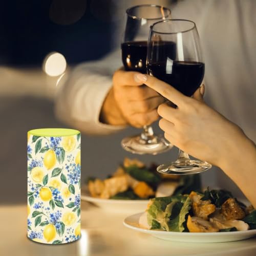 Image of Poceacles Flameless Candle Electric LED Lights with Timer Remote Color Lights, 3 AAA Batteries Operated (Not Include) Tealight for Home Indoor Decor, Lemon Blue Flower