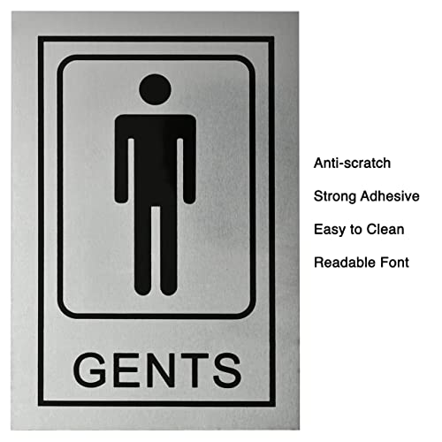BUZZ COOL Gents Ladies Signage Self Adhesive Sticker For Washroom Toilet Restroom Glass Doors Wooden Doors Offices Hospitals Mall And Business Sign Stickers, Silver