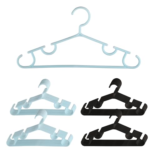 Image of Kuber Industries Pack of 40 Hangers | Multi-Purpose Hangers for Wardrobe-Almirah-Cabinets-Closet | Plastic Cloth Hanger for Trouser-Skirts-Coat-Dresses-Ties | 103 | Sky Blue & Black