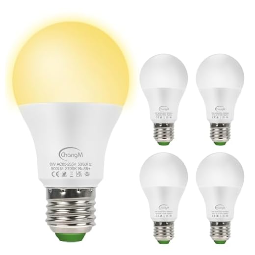 Skymning till gryning glödlampa sensor glödlampa, 7 W smarta automatiska LED-lampor med auto på/av, E27 inomhus/utomhus belysning lampa för veranda, hall, uteplats, garage (2 700 K varmt vit, 4-pack)